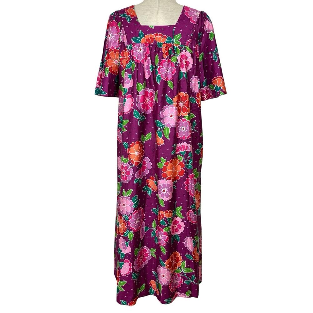 Vintage Sears House Dress Women Small Colorful Floral Muumuu Comfort Boho Midi - Picture 3 of 13